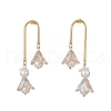 304 Stainless Steel Glass Flower Dangle Stud Earrings EJEW-JE06481-03-2
