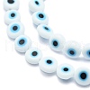 Handmade Evil Eye Lampwork Flat Round Bead Strands LAMP-L058-12mm-14-3