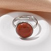 Half Round Natural Red Jasper Finger Rings X-RJEW-M062-01P-19-4