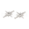 Brass Micro Pave Clear & Black Cubic Zirconia Connector Charms KK-E068-VB041-3