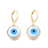 Shell & Synthetic Turquoise Evil Eye Dangle Leverback Earrings EJEW-N012-60-2