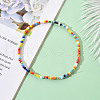 8/0 Opaque Colors Rainbow Plated Round Glass Seed Beads SEED-YW0001-13-6