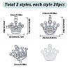 SUNNYCLUE 40Pcs 2 Style Zinc Alloy with Crystal Rhinestone Pendants FIND-SC0007-35-2