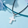 Natural White Jade Cross Pendant Necklaces NJEW-JN04624-05-2