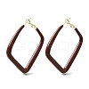 Brass Rhombus Hoop Earrings EJEW-A121-12E-G-2