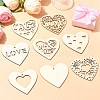 40Pcs 8 Style Wedding Theme Unfinished Wood Heart Pendant Decorations WOOD-CJ0002-06-6