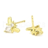 Bees Brass Micro Pave Cubic Zirconia Stud Earrings EJEW-L270-27G-2