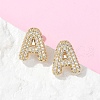 Brass Micro Pave Clear Cubic Zirconia Stud Earrings EJEW-Z091-02G-3