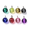 Drawbench Spray Painted Transparent Glass Charm PALLOY-JF03509-02-1
