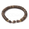 Natural Coconut Rondelle Beaded Stretch Bracelets BJEW-JB10250-01-2