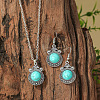 Bohemian Ethnic Style Zinc Alloy & Synthetic Turquoise Pendant Necklaces & Dangle Earrings Sets WG7E01E-04-1
