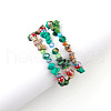 3Pcs Bohemia Style Natural Turquoise & Glass Beaded Stretch Bracelets for Women BJEW-S178-03-1