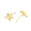 Brass Micro Pave Clear Cubic Zirconia Stud Earring Findings KK-Z099-01G-02-2