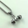 Punk Stainless Steel Hip-hop Dumbbell Fitness Barbell Pendant Necklaces for Men MF4714-3