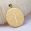 Flat Round with Tree of Life Ion Plating(IP) 201 Stainless Steel Pendants STAS-I040-06B-1-1