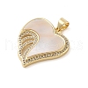 Brass & Shell & Clear Cubic Zirconia Pendants KK-I712-05G-2