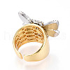 Brass Micro Pave Cubic Zirconia Adjustable Open Cuff Rings for Women RJEW-N051-04PG-3