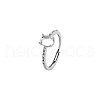 BENECREAT 1Pc Rhodium Plated 925 Sterling Silver Adjustable Ring Components FIND-BC0013-97-7