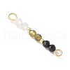 Faceted Round Natural Quartz Crystal & Labradorite & Black Spinel Beaded Connector Charms PALLOY-JF03530-08-2