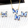 Butterfly Alloy Glass Pendant Necklaces & Stud Earrings & Rings Sets for Women WG31995-12-1