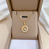 Ring with Leaf 304 Stainless Steel Pave Clear Cubic Zirconia & Plastic Pearl Pendant Necklaces FS-WGF5EEF-01-2