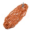 8mm Faceted Round Natural Red Aventurine Beaded Necklaces NJEW-F327-01A-04-2