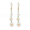 Flower Natural Freshwater Shell Dangle Earrings EJEW-JE06338-01-2