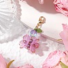 Flower Synthetic Moonstone & Glass Pendant Decorations HJEW-TA00337-4