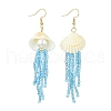 Natural Clam Shell Imitation Pearl Dangle Earrings EJEW-MZ00231-02-1