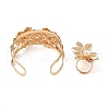 Flower Alloy Cuff Bangle & Ring Sets for Women SJEW-C005-04G-4