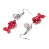 Fish with Shell Shape 304 Stainless Steel Glass Beads Dangle Earrings EJEW-MZ00436-02-4