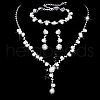 Brass Rhinestones Necklaces & Earring & Bracelets Sets for Women WGF929C-02-1