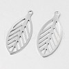 Tarnish Resistant Hollow Leaf 316 Surgical Stainless Steel Filigree Pendants STAS-M258-15-2