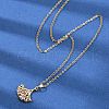 Ginkgo Leaf Brass Micro Pave Cubic Zirconia Pendant Neckalces NJEW-C076-26G-2