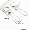 S925 Sterling Silver Clover with Chain Charm Hoop Earrings MJ2437-2-2