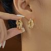 Elegant Brass Clear Cubic Zirconia Twisted Hoop Earrings XZ3454-1-1