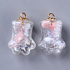 Bear Paw Transparent Glass Pendants GLAA-S181-10B-2