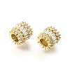 Column Brass Micro Pave Clear Cubic Zirconia European Beads KK-V008-17G-2