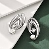 304 Stainless Steel Shell Pearl Stud Earrings EJEW-U051-08P-3