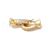 Brass Micro Pave Clear Cubic Zirconia Fold Over Clasps KK-H483-01G-1