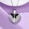 304 Stainless Steel Polymer Clay Rhinestones Wing Openable Pendant Necklaces for Women NJEW-Z065-14P-02-3