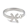 Non-Tarnish Constellations 304 Stainless Steel Open Cuff Ring for Women RJEW-L122-001P-10-2