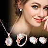 Oval Alloy & Acrylic Imitation Moonstone Pendant Necklaces & Stud Earrings & Rings Sets FS-WG10CC3-01-1-2
