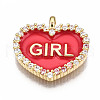 Brass Micro Pave Clear Cubic Zirconia Pendants ZIRC-S067-051-NR-2