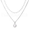Double Layer Alloy with Plastic Pearl Pendant Necklaces for Women WG5D178-04-3