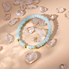 Natural Aquamarine Round Beaded Stretch Btacelets for Women IL6669-3