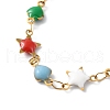 Enamel Star & Heart Link Chain Necklace NJEW-H169-02G-5