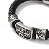 Men's Braided Black PU Leather Cord Bracelets BJEW-K243-31AS-2