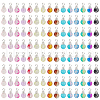 225Pcs 15 Colors Spray Painted Crackle Glass Pendants PALLOY-AB00090-7
