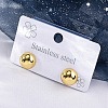 Half Round 304 Stainless Steel Stud Earrings EJEW-A125-80A-G-3